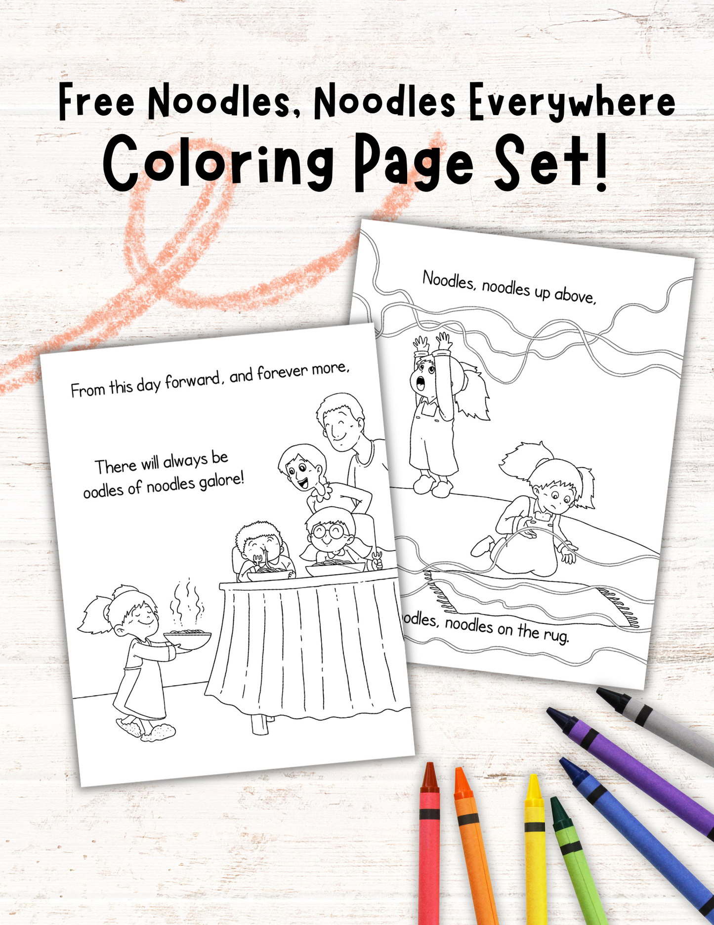 Noodles, Noodles Everywhere Free Coloring Page Set