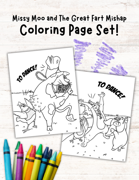 Missy Moo and The Great Fart Mishap Free Coloring Page Set