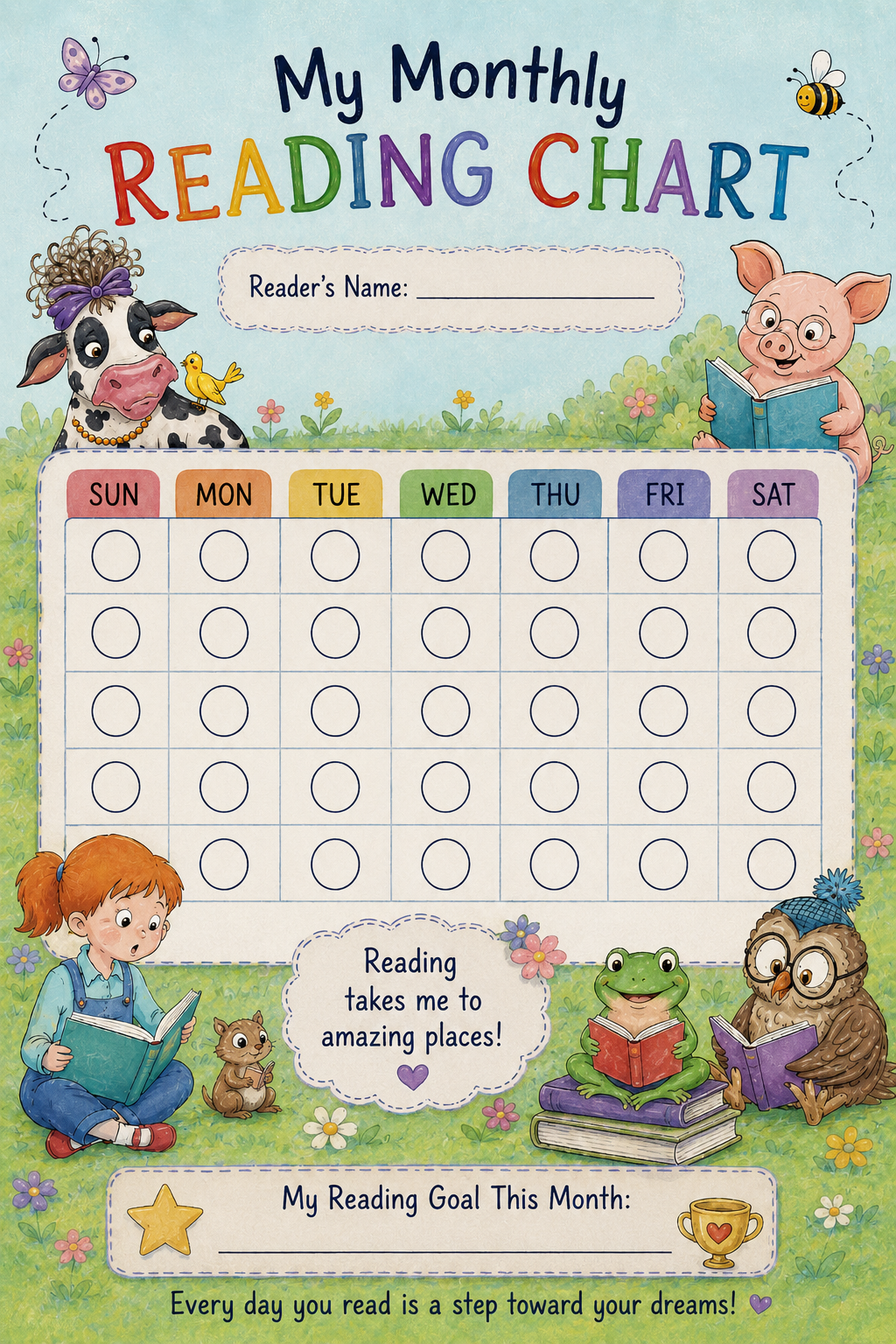 Free Downloadable Reading Chart